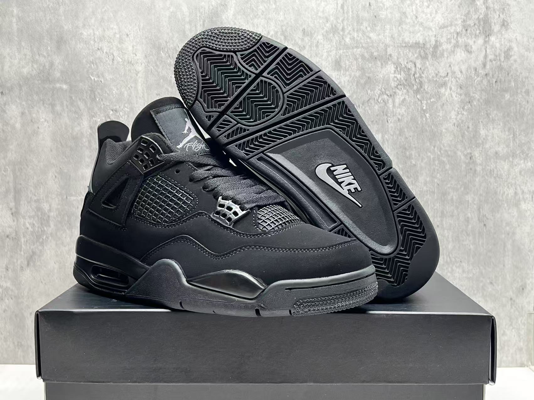 Men's Hot Sale Running weapon Air Jordan 4 Black Shoes 0245
